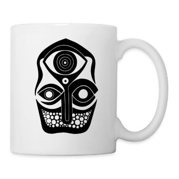 Maske Totem Druide Drittes Auge Chakra Schwarz - Tasse - Weiß - Rechts