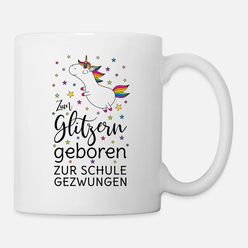 Licorne née de paillettes née à l'école - Mug blanc - blanc