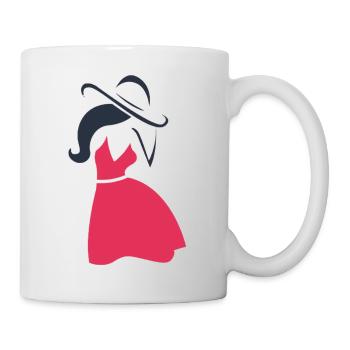 Frau Kleid Hut Weiblich Lady Silhouette Geschenk - Tasse - Weiß - Rechts