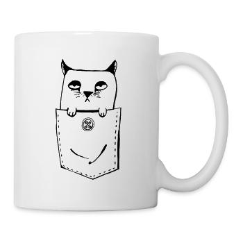 Cat in a poke - Kitty in a breast pocket - Cat - Mug - white - Right