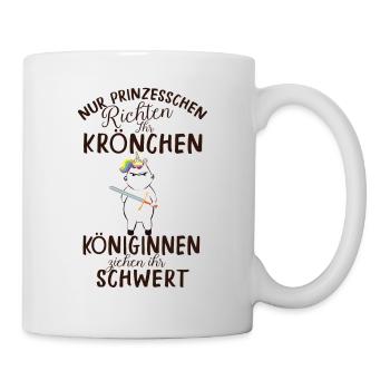 Einhorn Krone Schwert Königin Prinzessin Geschenk - Tasse - Weiß - Rechts