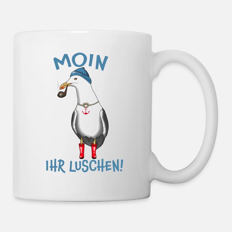 Möwe MOIN IHR LUSCHEN! - Tasse - Weiß