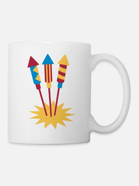 Feuerwerk Silvester - Tasse - Weiß