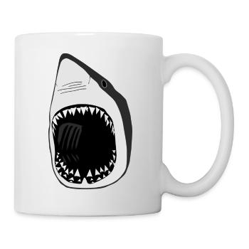 white shark jaws sharks fish fishing scuba diving - Mug - white - Right