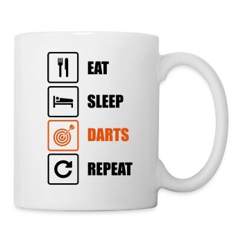 Eat. Sleep. Darts. Repeat - Tasse - Weiß - Rechts