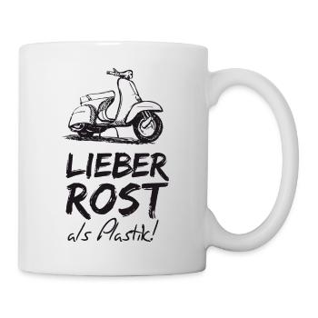 Vintage Motorroller Shirt für Männer und Frauen - Tasse - Weiß - Rechts
