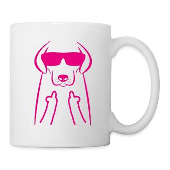 Middle finger dog cartoon gift love dog - Mug - white - Right