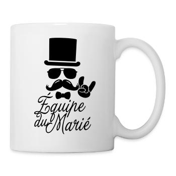 vintage moustache equipe du marié soirée hipster - Mug blanc - blanc - Droite
