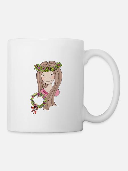 blumenmaedchen_braun - Tasse - Weiß