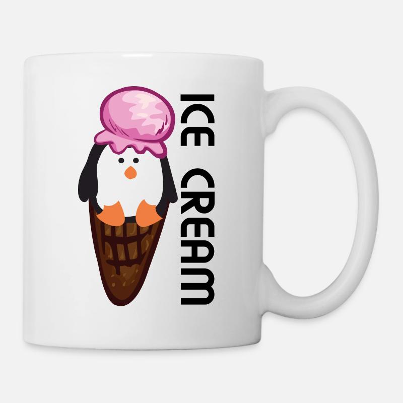 Lustiges Pinguin-Eis in der Waffel - ICE CREAM - Tasse - Weiß