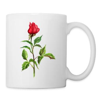 Rote Rose - Tasse - Weiß - Rechts