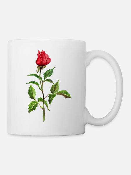 Rote Rose - Tasse - Weiß