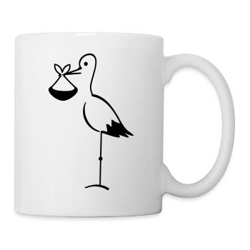 Storch mit Bündel / stork with bundle (1c) - Tasse - Weiß - Rechts