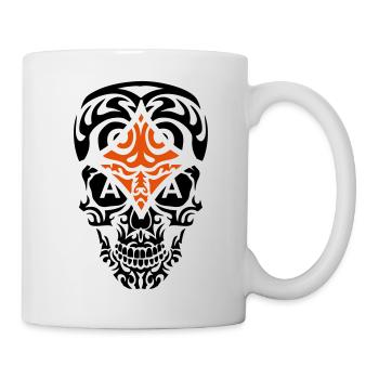 tribal death head skull as tile poker 1 - Mug - white - Right