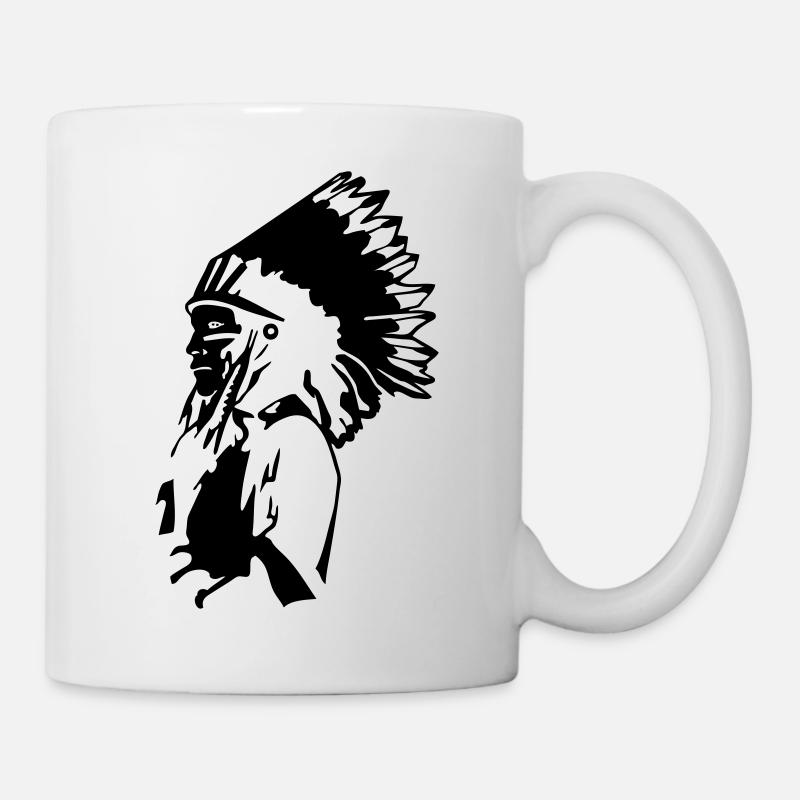 chef indien tattoo usa american natvive sioux - Mug blanc - blanc