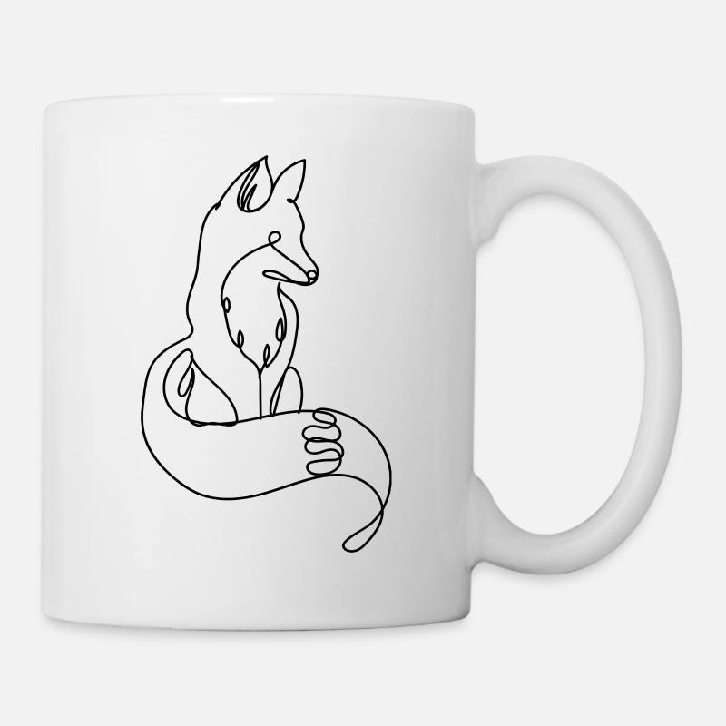 Renard à une ligne - Mug blanc - blanc