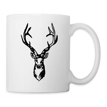 Hirsch - Hirschkopf - Hirschgeweih - Tasse - Weiß - Rechts
