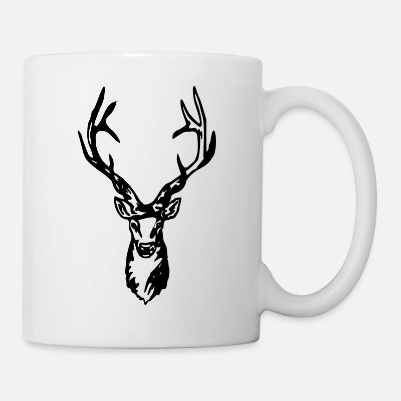 Hirsch - Hirschkopf - Hirschgeweih - Tasse - Weiß