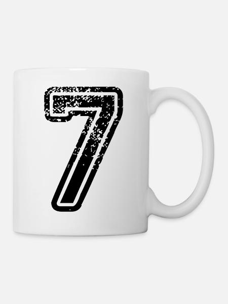 7 - Nummer - Tasse - Weiß