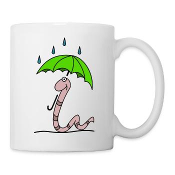 Wurm mit Regenschirm - Tasse - Weiß - Rechts