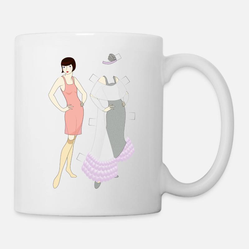 Flapper Paperdoll - Abendkleid - Tasse - Weiß