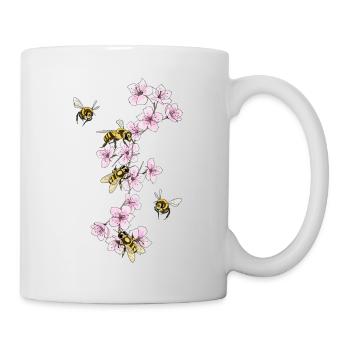 Abeilles aux fleurs de cerisier - Mug blanc - blanc - Droite