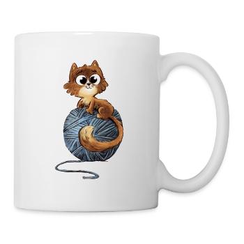 Kätzchen, das mit einem Wollknäuel spielt - Tasse - Weiß - Rechts