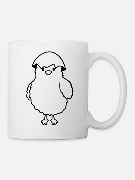 Poussins avec coquille d'oeuf sur la tête - Mug blanc - blanc
