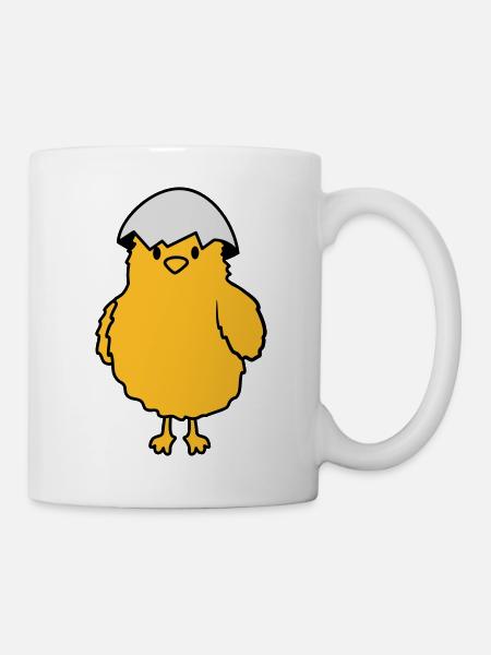 Küken mit Eierschale auf dem Kopf - Tasse - Weiß