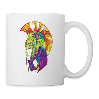 Stolze Kriegerin mit Sparta Helm - Tasse - Weiß - Rechts