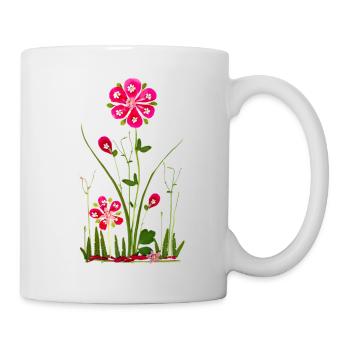 Garten Blumen, Blume Frühjahr, Sommer, Geburtstag - Tasse - Weiß - Rechts