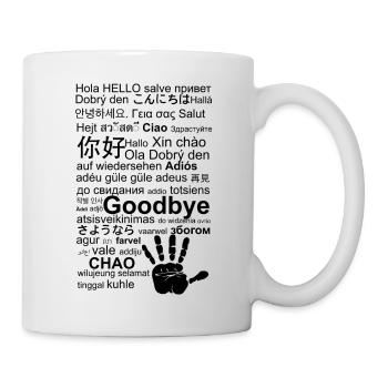 Auf Wiedersehen und Hallo in verschiedenen Sprachen - Tasse - Weiß - Rechts