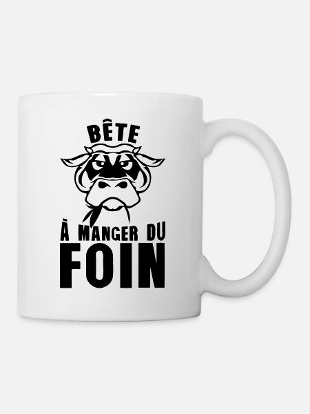 bete a manger du foin vache expression - Mug blanc - blanc