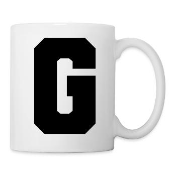 G - capital letter single, bold and serif - Mug - white - Right