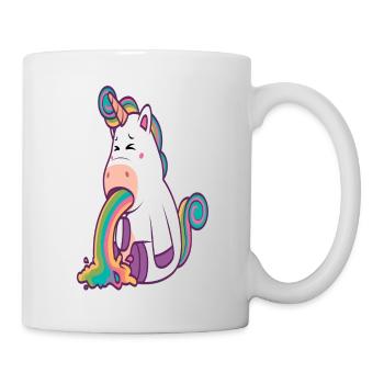 Regenbogen Kotze Einhorn Lustig Humor Geschenk - Tasse - Weiß - Rechts