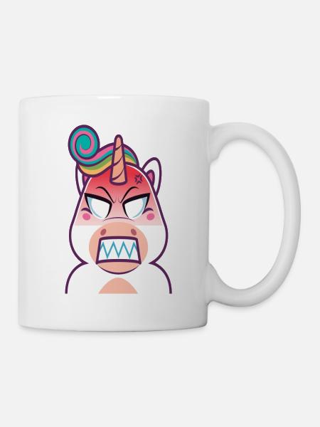 Angry Unicorn T-shirt Gift Evil Gift - Mug - white