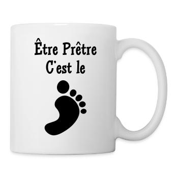 Priest Priester Prêtre Religion Cross Croix God - Mug - white - Right