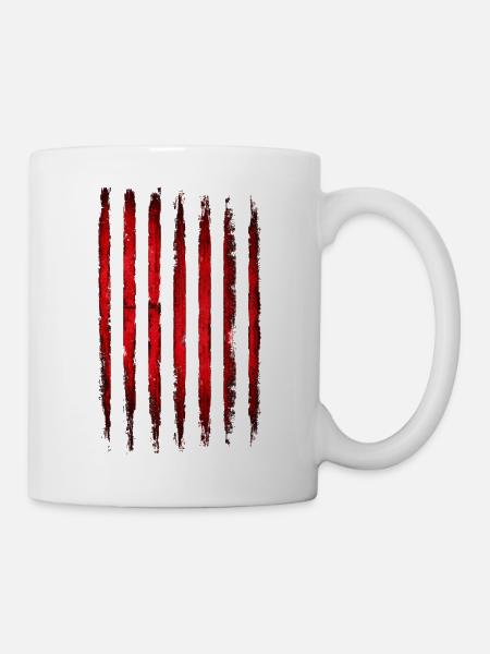 Rote Grunge Streifen - Tasse - Weiß