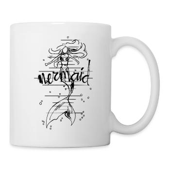 Dessin au trait sirène - Mug blanc - blanc - Droite