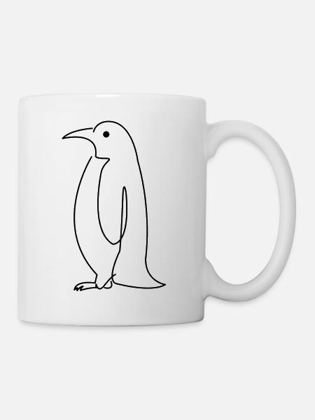 Linien Piniguin - Tasse - Weiß