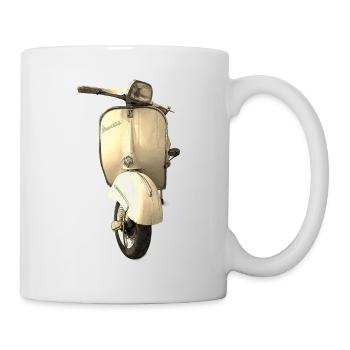 Cremefarbener Retro-Roller - Tasse - Weiß - Rechts