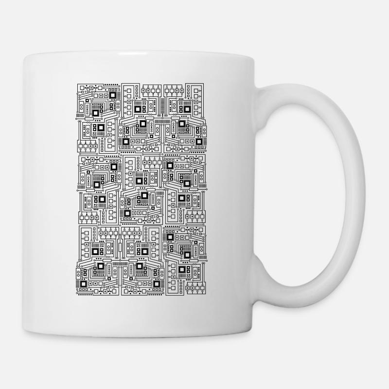 Platine CPU Motiv Technik Muster Computer Geschenk - Tasse - Weiß