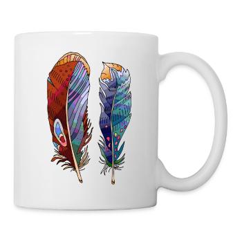 Colorful feathers - Mug - white - Right