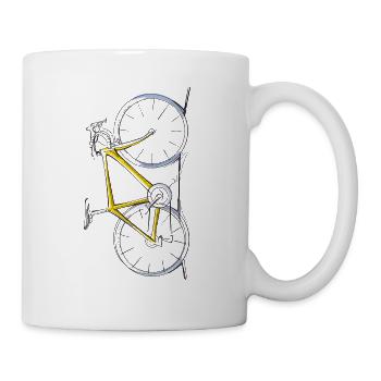 Yellow racing bike design sketch - Mug - white - Right
