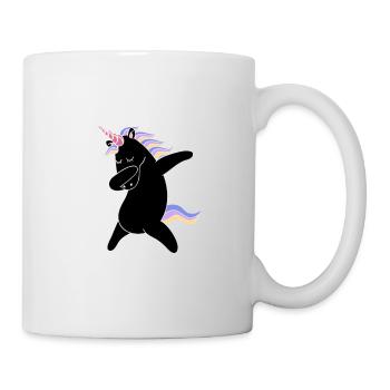 Black dabbing unicorn | Einhorn | - Tasse - Weiß - Rechts
