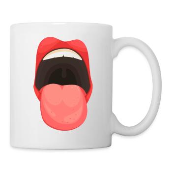 Mouth yawning with tongue - Mug - white - Right