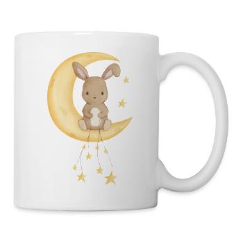 Rabbit on the moon with stars - Mug - white - Right