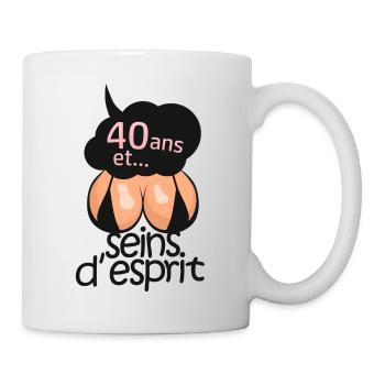 40 ans seins anniversaire nichon humour bulle - Mug blanc - blanc - Droite