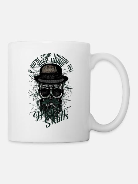 Hipster Schädel Schädel Schädel Piratenzitat - Tasse - Weiß