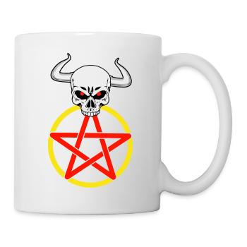 Satan satanisch Teufel Pentagramm Hörner Horror - Tasse - Weiß - Rechts